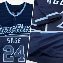 Load image into Gallery viewer, Custom Navy Navy-Light Blue Authentic Baseball Jersey
