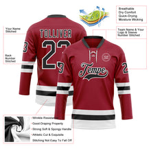 Load image into Gallery viewer, Custom Maroon Black-White Hockey Lace Neck Jersey
