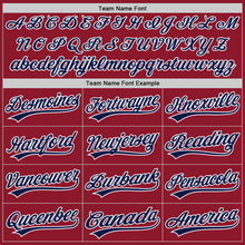 Load image into Gallery viewer, Custom Maroon Navy-White Authentic Throwback Baseball Jersey
