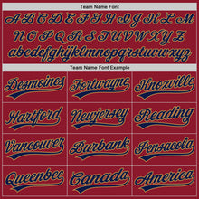Load image into Gallery viewer, Custom Maroon Navy-Old Gold Authentic Throwback Baseball Jersey
