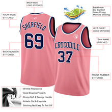 Load image into Gallery viewer, Custom Medium Pink Navy-White Authentic Basketball Jersey
