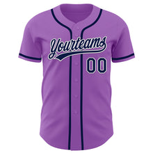 Load image into Gallery viewer, Custom Medium Purple Navy-White Authentic Baseball Jersey
