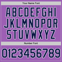 Load image into Gallery viewer, Custom Medium Purple Navy-White Authentic Baseball Jersey
