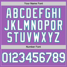 Load image into Gallery viewer, Custom Medium Purple White-Teal Authentic Baseball Jersey

