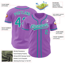 Load image into Gallery viewer, Custom Medium Purple Teal-White Authentic Baseball Jersey
