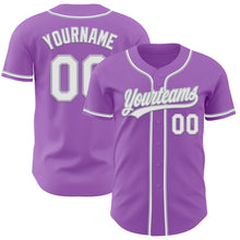 Load image into Gallery viewer, Custom Medium Purple White-Gray Authentic Baseball Jersey
