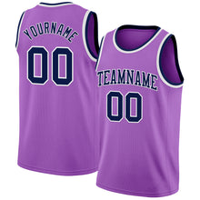 Load image into Gallery viewer, Custom Medium Purple Navy-White Authentic Basketball Jersey

