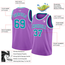 Load image into Gallery viewer, Custom Medium Purple Teal-White Authentic Basketball Jersey
