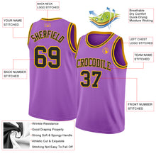Load image into Gallery viewer, Custom Medium Purple Black-Gold Authentic Basketball Jersey
