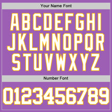 Load image into Gallery viewer, Custom Medium Purple White-Gold Authentic Basketball Jersey
