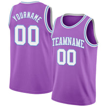 Load image into Gallery viewer, Custom Medium Purple White-Light Blue Authentic Basketball Jersey
