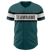 Load image into Gallery viewer, Custom Midnight Green Black-White Authentic Baseball Jersey
