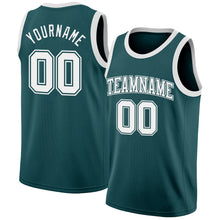Load image into Gallery viewer, Custom Midnight Green White Authentic Basketball Jersey
