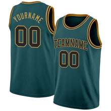 Load image into Gallery viewer, Custom Midnight Green Black-Old Gold Authentic Basketball Jersey
