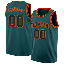 Load image into Gallery viewer, Custom Midnight Green Black-Orange Authentic Basketball Jersey
