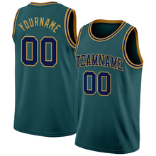 Load image into Gallery viewer, Custom Midnight Green Navy-Old Gold Authentic Basketball Jersey
