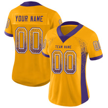 Load image into Gallery viewer, Custom Gold Purple-White Drift Fashion Football Jersey
