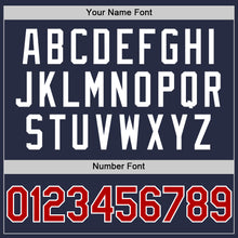 Load image into Gallery viewer, Custom Navy Red-White Mesh Authentic Throwback Baseball Jersey
