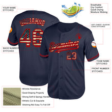 Load image into Gallery viewer, Custom Navy Vintage USA Flag-Red Mesh Authentic Throwback Baseball Jersey
