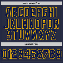 Load image into Gallery viewer, Custom Navy Gold Mesh Authentic Throwback Baseball Jersey
