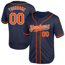 Load image into Gallery viewer, Custom Navy Orange-White Mesh Authentic Throwback Baseball Jersey
