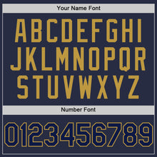 Load image into Gallery viewer, Custom Navy Old Gold Mesh Authentic Throwback Baseball Jersey
