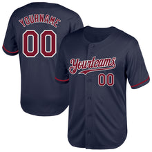 Load image into Gallery viewer, Custom Navy Crimson-White Mesh Authentic Throwback Baseball Jersey
