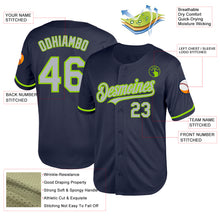 Load image into Gallery viewer, Custom Navy Gray-Neon Green Mesh Authentic Throwback Baseball Jersey
