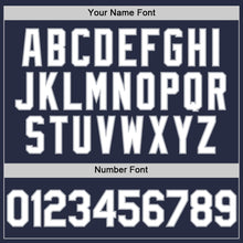 Load image into Gallery viewer, Custom Navy White-Gray Mesh Authentic Throwback Baseball Jersey
