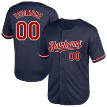 Load image into Gallery viewer, Custom Navy Red-White Mesh Authentic Throwback Baseball Jersey
