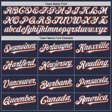 Load image into Gallery viewer, Custom Navy White-Orange Mesh Authentic Throwback Baseball Jersey
