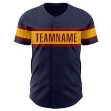 Load image into Gallery viewer, Custom Navy Crimson-Gold Authentic Baseball Jersey
