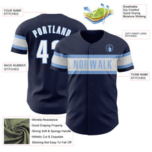 Load image into Gallery viewer, Custom Navy White-Light Blue Authentic Baseball Jersey
