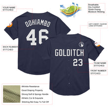 Load image into Gallery viewer, Custom Navy White Mesh Authentic Throwback Baseball Jersey
