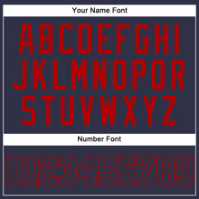 Load image into Gallery viewer, Custom Navy Red Mesh Authentic Throwback Baseball Jersey
