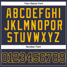 Load image into Gallery viewer, Custom Navy Gold Mesh Authentic Throwback Baseball Jersey
