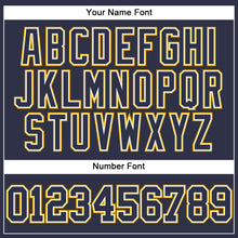 Load image into Gallery viewer, Custom Navy White-Gold Mesh Authentic Throwback Baseball Jersey
