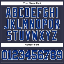 Load image into Gallery viewer, Custom Navy Royal-White Mesh Authentic Throwback Baseball Jersey
