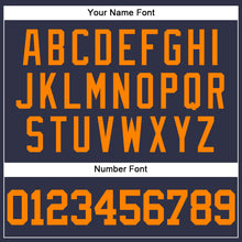 Load image into Gallery viewer, Custom Navy Bay Orange Mesh Authentic Throwback Baseball Jersey
