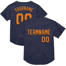 Load image into Gallery viewer, Custom Navy Bay Orange Mesh Authentic Throwback Baseball Jersey
