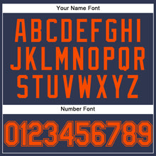 Load image into Gallery viewer, Custom Stitched Navy Orange Sports Pullover Sweatshirt Hoodie
