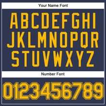 Load image into Gallery viewer, Custom Stitched Navy Gold Sports Pullover Sweatshirt Hoodie
