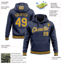 Load image into Gallery viewer, Custom Stitched Navy Gold-White Sports Pullover Sweatshirt Hoodie
