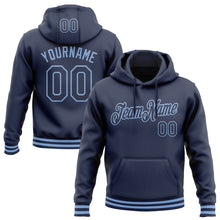 Load image into Gallery viewer, Custom Stitched Navy Light Blue Sports Pullover Sweatshirt Hoodie

