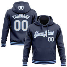 Load image into Gallery viewer, Custom Stitched Navy White-Light Blue Sports Pullover Sweatshirt Hoodie
