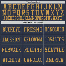 Load image into Gallery viewer, Custom Navy Red-Old Gold Mesh Authentic Throwback Football Jersey

