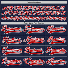 Load image into Gallery viewer, Custom Navy Red-White Hockey Lace Neck Jersey
