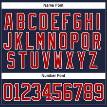 Load image into Gallery viewer, Custom Navy Red-White Hockey Lace Neck Jersey
