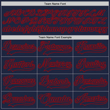 Load image into Gallery viewer, Custom Navy Red Hockey Lace Neck Jersey
