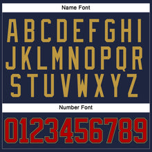 Load image into Gallery viewer, Custom Navy Red-Old Gold Hockey Lace Neck Jersey
